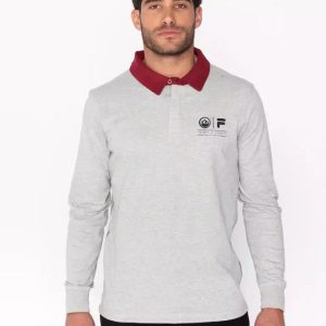 Fila Ανδρική Μπλούζα Polo Μακρυμάνικη Γκρι FW22SPM082_397