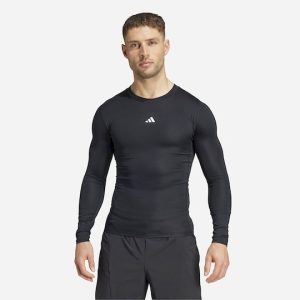 Adidas Techfit Ανδρική Ισοθερμική Μακρυμάνικη Μπλούζα Compression Μαύρη