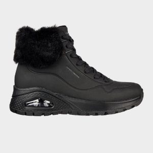 Skechers Γυναικεία Μποτάκια με Γούνα Μαύρα