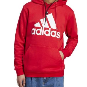 Adidas Ανδρικό Φούτερ με Κουκούλα Κόκκινο