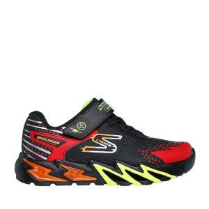 SKECHERS FLEX-GLOW BOLT αθλητικό με φωτάκια 400138L/BKRD μαύρο/κόκκινο