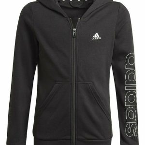adidas Αθλητική Παιδική Ζακέτα Φούτερ με Κουκούλα Μαύρη Essentials
