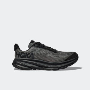 Hoka Clifton 9 Αθλητικά Παιδικά Παπούτσια Running με Κορδόνια ΜΑΥΡΟ