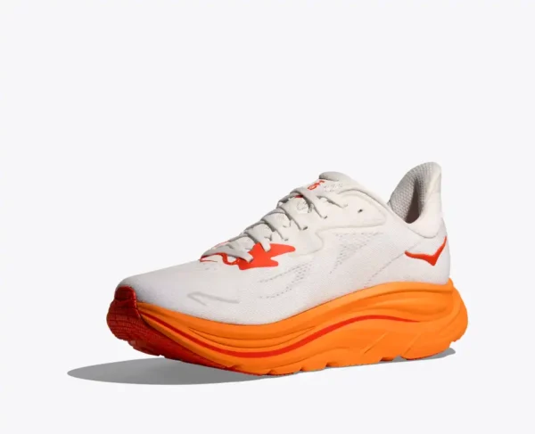 HOKA Clifton 10 Men's Shoes Frost/Orange Zest - Image 7