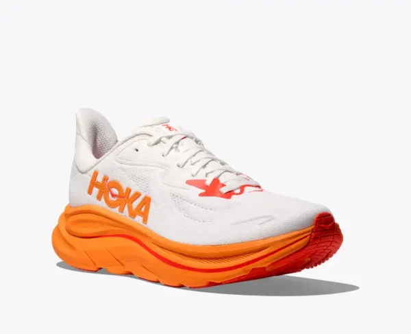 HOKA Clifton 10 Men's Shoes Frost/Orange Zest - Image 4